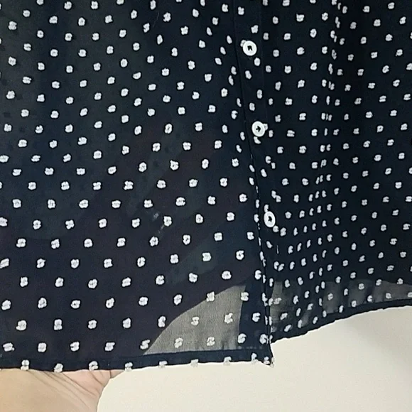Modcloth Short Sleeve Polka Dot Button Down Blouse - Picture 6 of 6